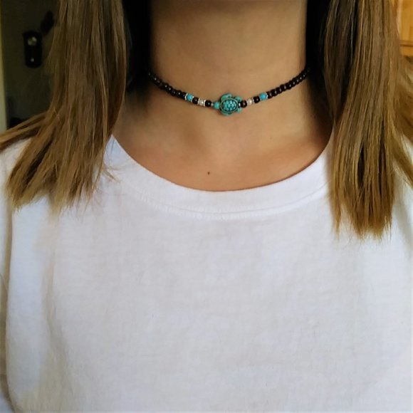 New Turquoise Sea Turtle Choker Necklace - Picture 4 of 5